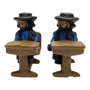 Vintage John Wright Cast Iron Amish Boys at School Desk - A1042